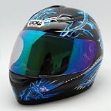 Motorcycle Street Bike Blue Dragon Full Face Adult Helmet