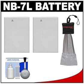 (2) Power2000 NB-7L Rechargeable Batteries with Spudz + Cleaning Kit for Canon PowerShot G10, G11, G12 & SX30 IS Digital Camera