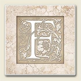 Click here to buy AbsorbaStone Coaster set~ Monogram Initial F ~ 4 Tile Drink Coasters ~ code 573C by Artworks Home Accents.
