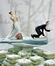 Gone Fishing Porcelain Wedding Cake Topper - Caucasian Couple (2 set, 1 bride + 1 groom)