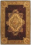 IMAGE OF 4' x 6' Rectangular Safavieh EM414A-4 Dark Red/Dark Beig Color Hand Tufted Indian 