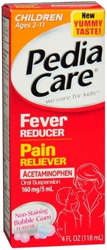PediaCare Infants Fever Reducer Pain Reliever Oral Suspension, Bubble Gum 4 fl oz Pack of 3