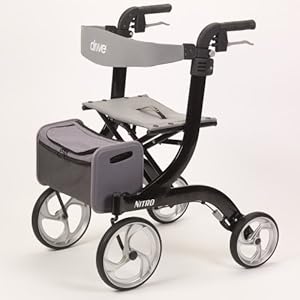 Drive Nitro Rollator Lightweight Euro Style Walker Easy Fold BLACK #RTL10266BK