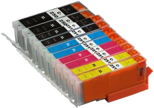 TS 10-PK Canon 250, PGI-250 BK CLI-251 BK C M Y, compatible ink cartridges for Canon PIXMA iP7220, PIXMA MG5420, PIXMA MG5422, PIXMA MG6320, PIXMA MX722, PIXMA MX922 printers (2 Black PGI-250, 2 small black CLI-251BK, 2 Yellow CLI-251Y, 2 Cyan CLI-251C, 2 Magenta CLI-251M)