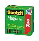 Scotch Magic Tape, 1/2 in x 1296 Inches, Boxed, 2-pack
