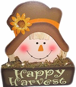 Autumn Happy Harvest Wooden Table Decor Scarecrow