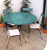 70cm Ceramic Round Table in Green Glaze Tiles with Co-ordinating Chairs