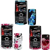 iNcido Brand Nokia X2-01 Combo Blue Flower Protective Case Faceplate Cover  ....