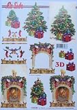 A4 3D step by step Le Suh decoupage sheet - Christmas - tree and hearth
