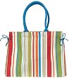 Cotton Colorful Striped Satchel Bag with Cotton Cord Handle 18"x14"x6.25"