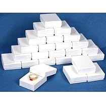 25 White Swirl Cotton Charm Jewelry Boxes Gift Display 2 1/8