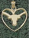 Anderson Jewelry Texas Longhorns Solid Longhorn Heart Gold charm
