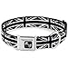 Buckle-Down Seatbelt Buckle Dog Collar - Union Jack Distressed Black/White - 1.5