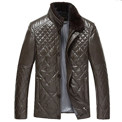 Cwmalls Mens Designer Checked Sheepskin Leather Padded Coat
