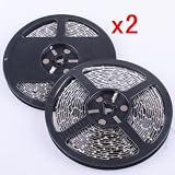 Neewer 2x High Intensity 16.4 Feet 300 LEDs Flexible LED Light Strip Superbright 3528 SMD Pure White