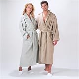 Turkishtowels Terry Bathrobe, 100% Combed Cotton Terry Cloth, Made in Turkey (Taupe)