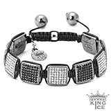 Square Disco Black and White CZ Bling Bling Bracelet