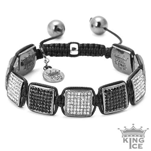 Square Disco Black and White CZ Bling Bling Bracelet