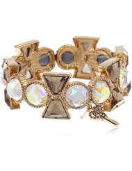 Betsey Johnson "Iconic Summer Metallics" Bow and Crystal Stretch Bracelet, 8"