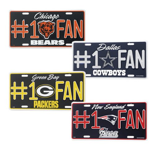NFL Football Team #1 Fan Decorative Metal License Plate - ALL 32 TEAMS AVAILABLE