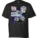 Reebok New York Giants 4 Time Super Bowl Champions Ring TShirt