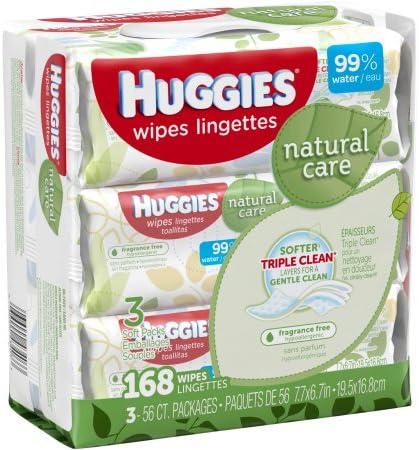 HUGGIES Natural Care Baby Wipes, 56 sheets, (Pack of 3)