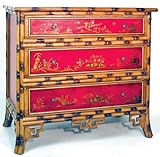 34 in. High Hand-Painted Bamboo Design Chest