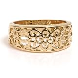 18kt Gold over Sterling Silver Filigree Floral Band Ring