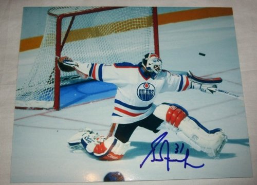 Grant Fuhr Autographed Edmonton Oilers 8x10 Photo W/PROOF, Picture of Grant Signing For Us, 5x Stanley Cup Champion, St. Louis Blues, Calgary Flames, Buffalo Sabres, Los Angeles Kings, Toronto Maple Leafs