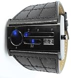 Tokyo Flash TF0219 - 'Twelve-5-9 B' with stainlesss steel face and Leather Strap. With Blue LED's