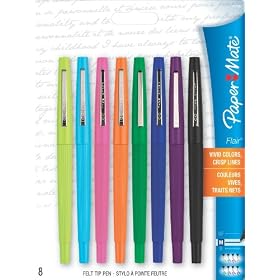 Paper Mate Flair Tip-Guard Medium Tip Felt Porous Pens, 8 Colored Pens(74740PP)