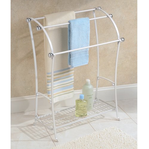 mDesign Free Standing Towel Rack for Bathroom Pearl White Home Garden Accessories Racks Holders