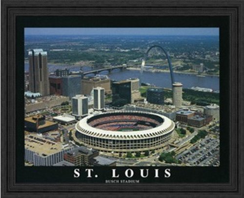 Busch Stadium (Old) St. louis Cardinals Aerial Framed Print - Black No Mat