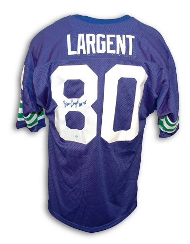 Autographed Steve Largent Seattle Seahawks Throwback Jersey Inscribed HOF 95