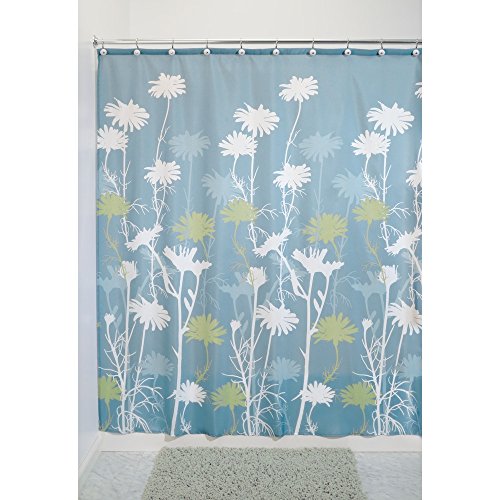 InterDesign Daizy Shower Curtain, Blue and Sage, 72 x 72-Inch
