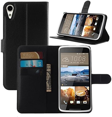 HTC Desire 828 Cases, Premium PU Leather Wallet Flip Case Cover with Stand Card Holder for HTC Desire 828 Mobile Phone (Wallet - Black)