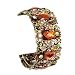 Brown Flower and Crystal Hinged Bangle Bracelet