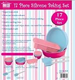 17 Piece Silicone Bakeware Baking Set - Cupcake, Round Cake, Loaf Moulds + Spatula & Pastry Brush