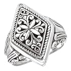 925 Silver Marquise Filigree Scroll Ring- Size 6