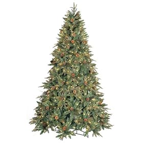 GKI Bethlehem Lighting Pre-Lit 9-Foot PE/PVC Christmas Tree with 1,050 Clear Mini Lights, Full Green River Spruce