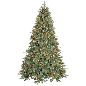GKI/Bethlehem Lighting 9-Foot PE/PVC Christmas Tree with Clear Mini Lights, Full Green River Spruce