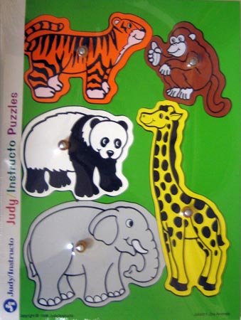 Childrens Toyshop  Toys : Judy Instructo Wooden Pegged Puzzle Zoo Animals