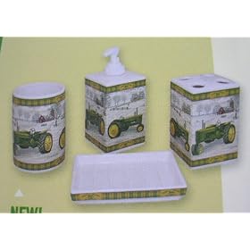 Classic John Deere Tractor Bath Accessories Set by 