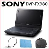 Sony DVP-FX980 9-Inch Screen Portable DVD Player + Sony Headphones + Carrying Case + Cleaning Cloth