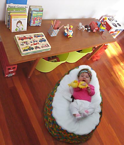 Totlings Snugglish Numbers Velvet Top Baby Lounger, Green with Blue