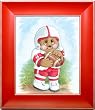 Sports Bear Football Star - Children's and Kids Room Framed Wall Art and Nursery Wall Decor