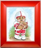 Sports Bear Football Star - Children's and Kids Room Framed Wall Art and Nursery Wall Decor