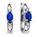 10K White Gold 0.06 ct. Diamond and 5/8 ct. Oval Shaped Sapphire Earrings