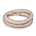 Fancydeli Women Fashion Jewelry Magnetic Stardust Wrap Double Bracelet Bangle Set (2 Sizes)with Austria White Crystals Gifts for Women Girls Her Kahki