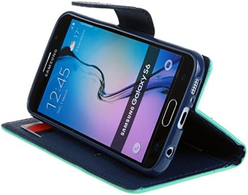 For Galaxy S6 Edge,Luxury PU Leather Flip Magnetic Closure [Slim Fit] Wallet Stand Protective Skin Cover Case with Credit Card Slots For Samsung Galaxy S6 Edge Green